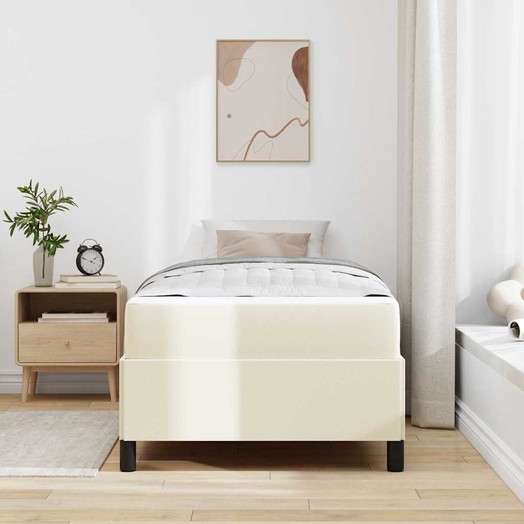 vidaXL Cadru de pat cu saltea Crem 100 x 200 cm Piele artificială