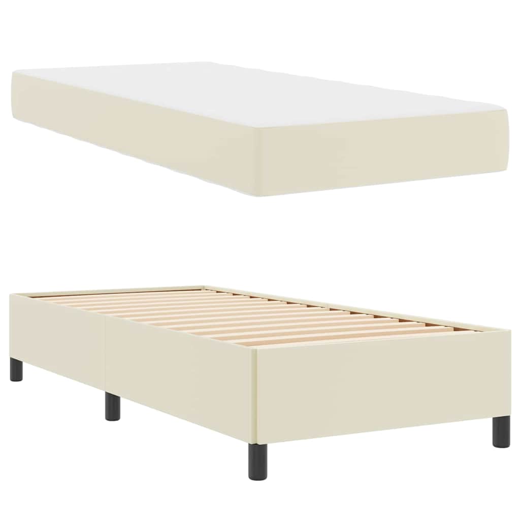 vidaXL Cadru de pat cu saltea Crem 100 x 200 cm Piele artificială