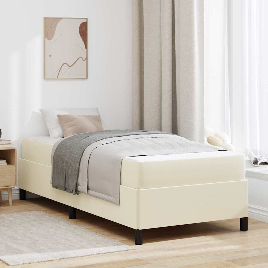 vidaXL Cadru de pat cu saltea Crem 100 x 200 cm Piele artificială