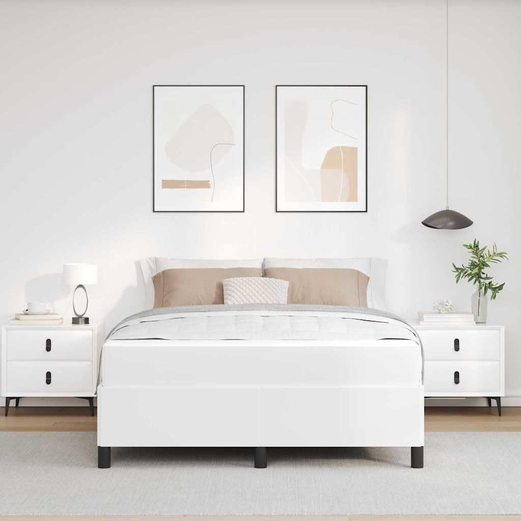 vidaXL Cadru de pat cu saltea Alb 140 x 190 cm Piele artificială