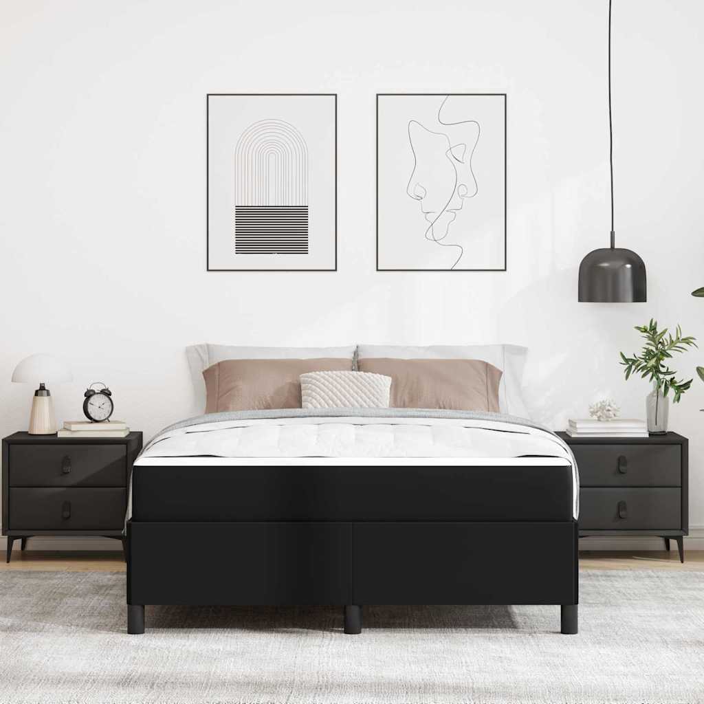 vidaXL Cadru de pat cu saltea Negru 140 x 200 cm Piele artificială