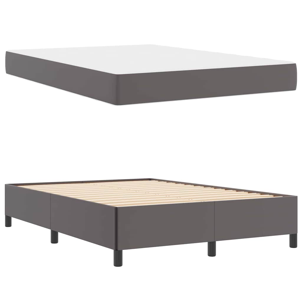 vidaXL Cadru de pat cu saltea Gri 140 x 200 cm Piele artificială