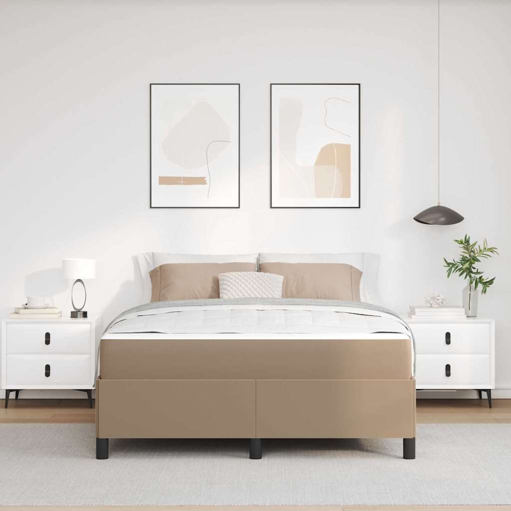 vidaXL Cadru de pat cu saltea cu saltea Cappuccino 140 x 200 cm