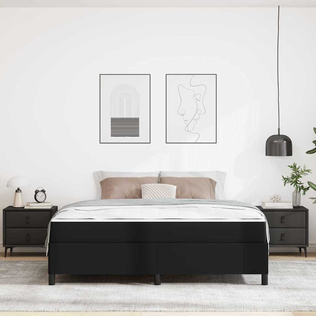 vidaXL Cadru de pat cu saltea Negru 180 x 200 cm Piele artificială