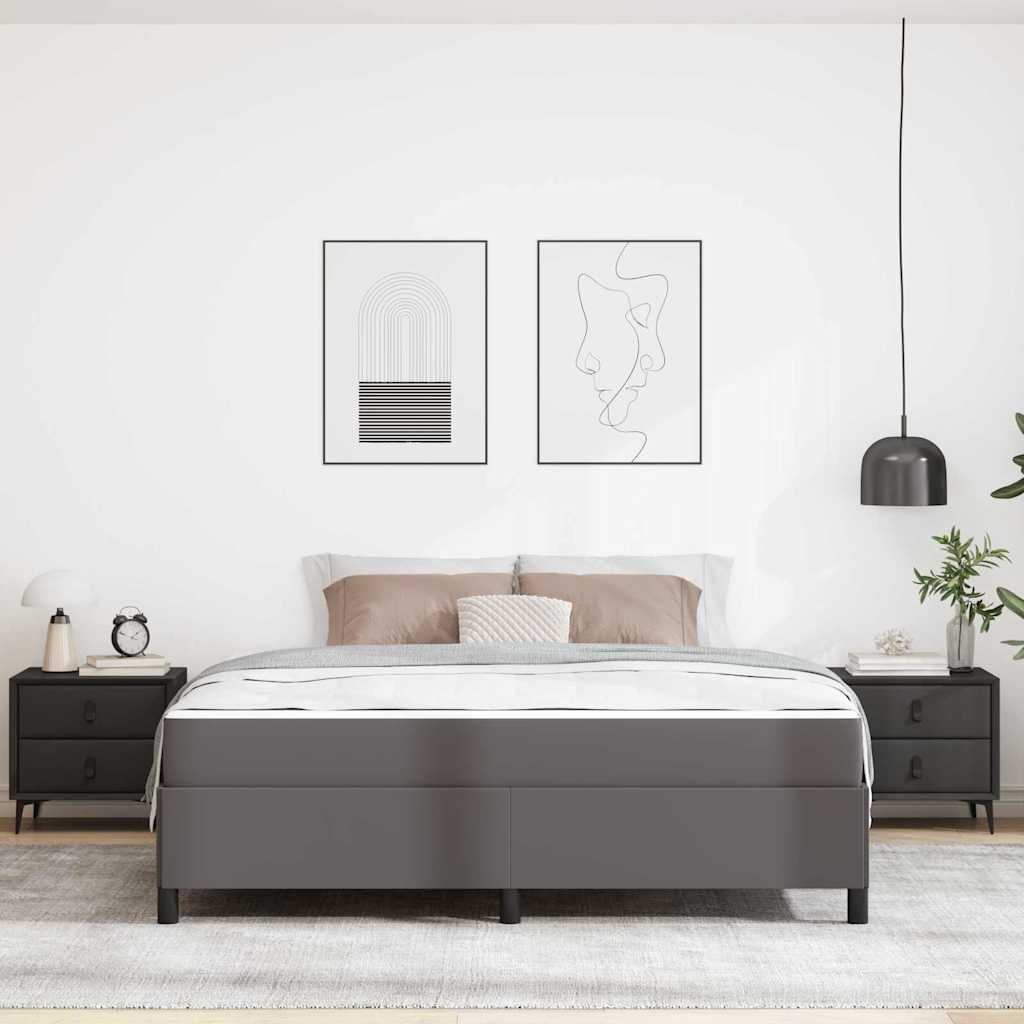 vidaXL Cadru de pat cu saltea Gri 180 x 200 cm Piele artificială