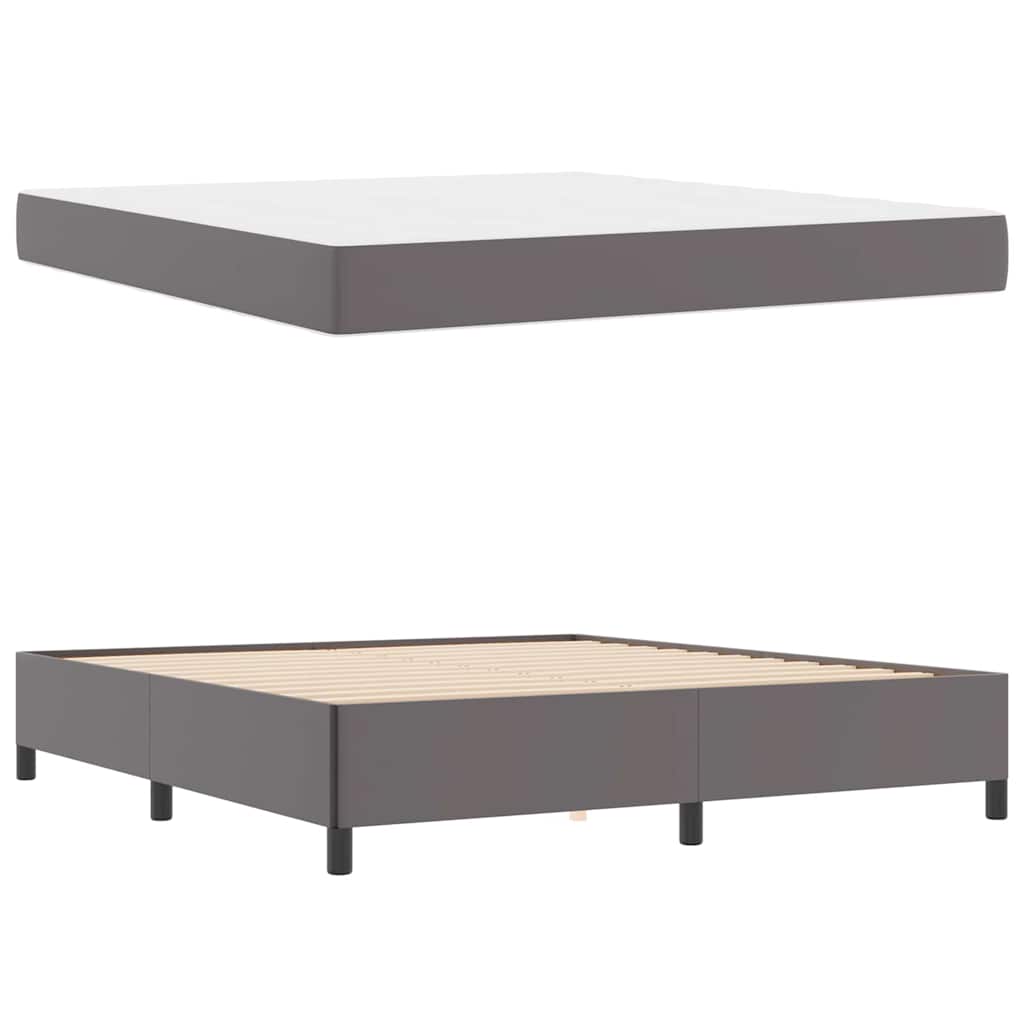 vidaXL Cadru de pat cu saltea Gri 180 x 200 cm Piele artificială