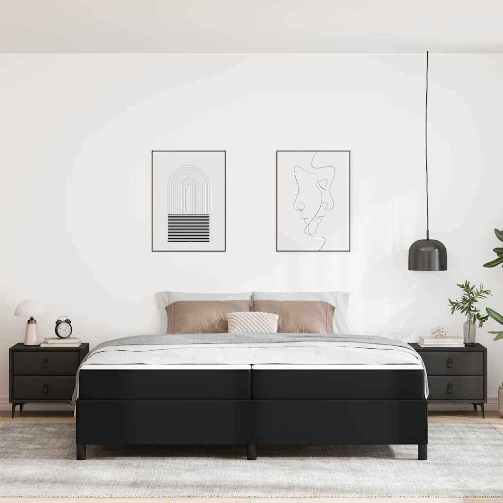 vidaXL Cadru de pat cu saltea Negru 200 x 200 cm Piele artificială