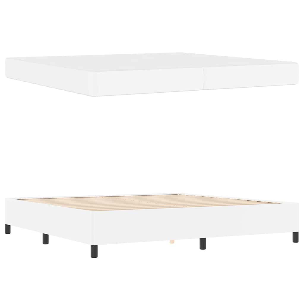 vidaXL Cadru de pat cu saltea Alb 200 x 200 cm Piele artificială