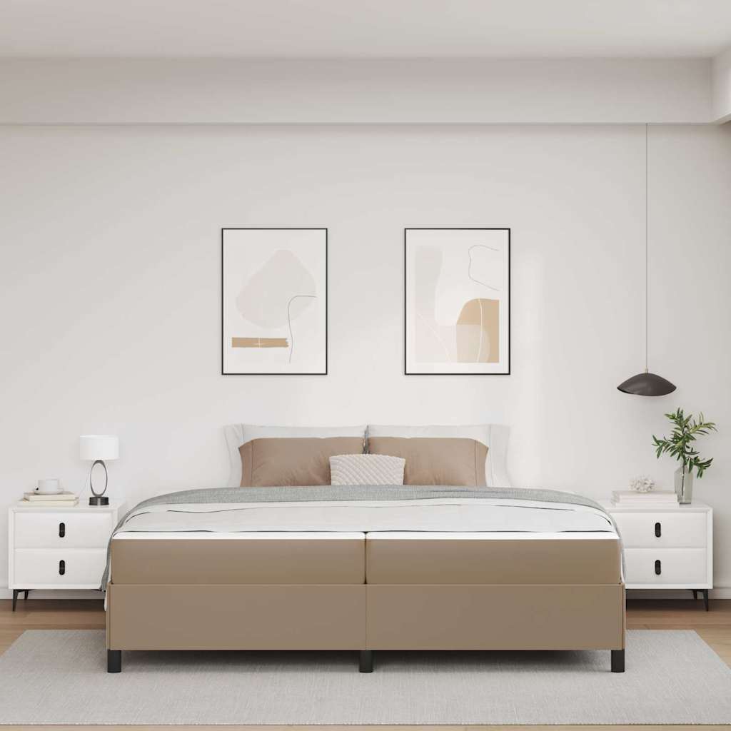 vidaXL Cadru de pat cu saltea cu saltea Cappuccino 200 x 200 cm