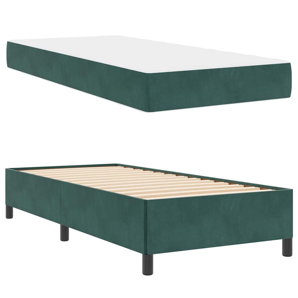 vidaXL Cadru de pat Verde închis, verde și alb 90 x 190 cm Catifea vidaXL Cadru de pat Verde închis, verde și alb 90 x 190 cm Catifea