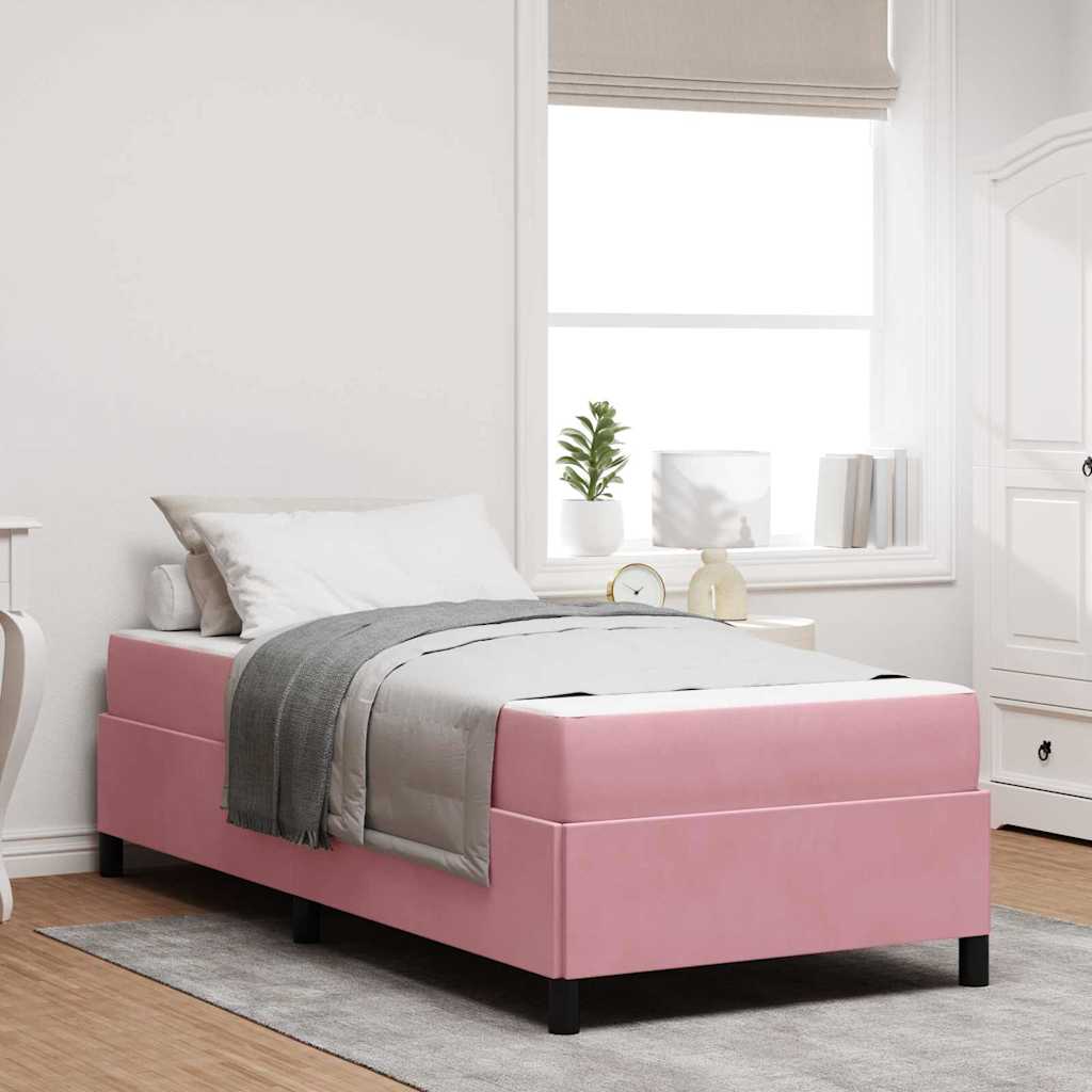 vidaXL Cadru de pat cu saltea Roz și alb 90 x 190 cm Catifea vidaXL Cadru de pat cu saltea Roz și alb 90 x 190 cm Catifea