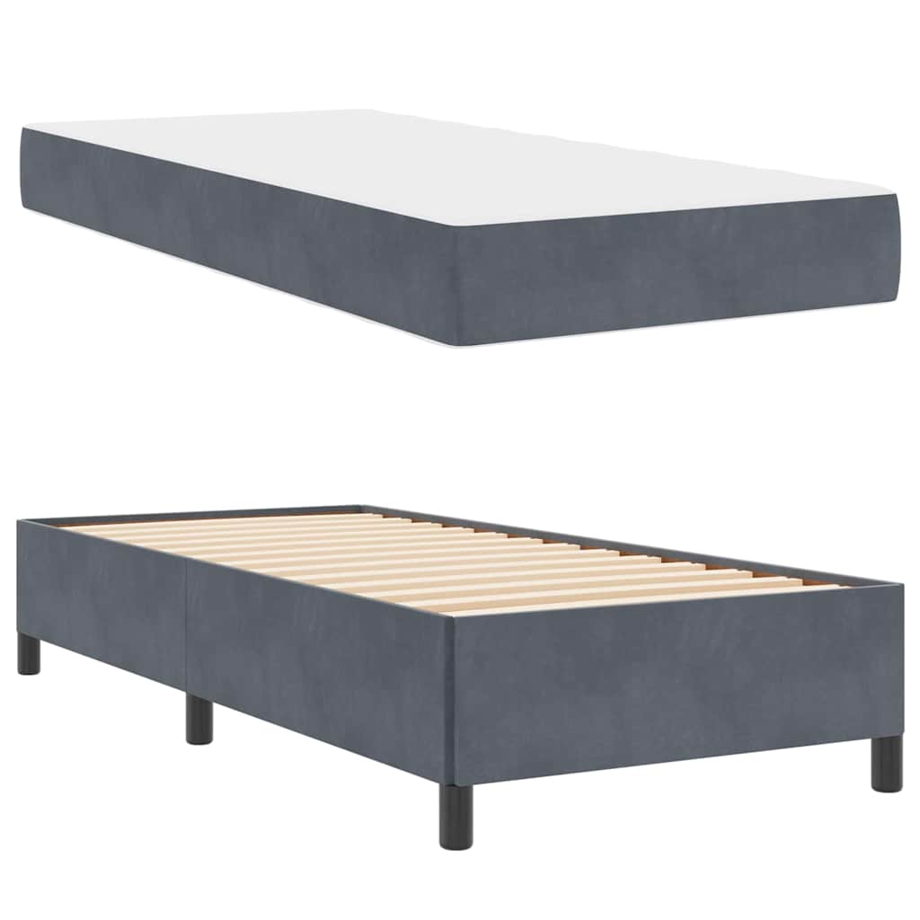 vidaXL Cadru de pat Gri închis, gri și alb 90 x 200 cm Catifea vidaXL Cadru de pat Gri închis, gri și alb 90 x 200 cm Catifea