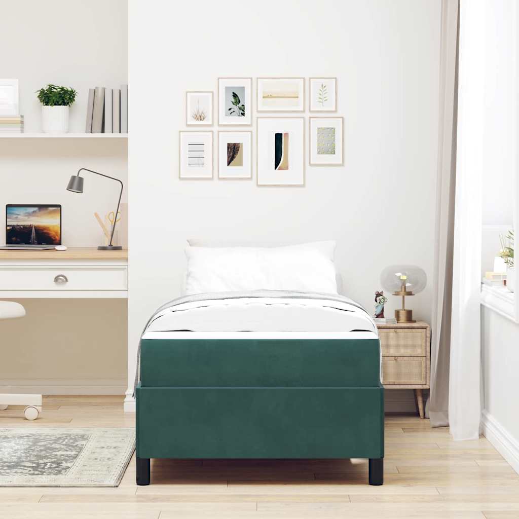 vidaXL Cadru de pat Verde închis, verde și alb 90 x 200 cm Catifea