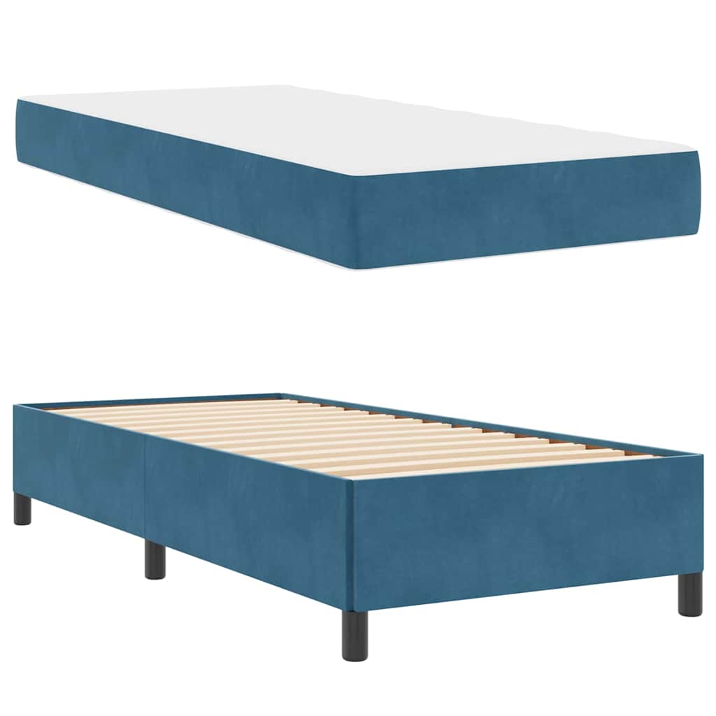 vidaXL Cadru de pat Albastru închis și alb 90 x 200 cm Catifea
