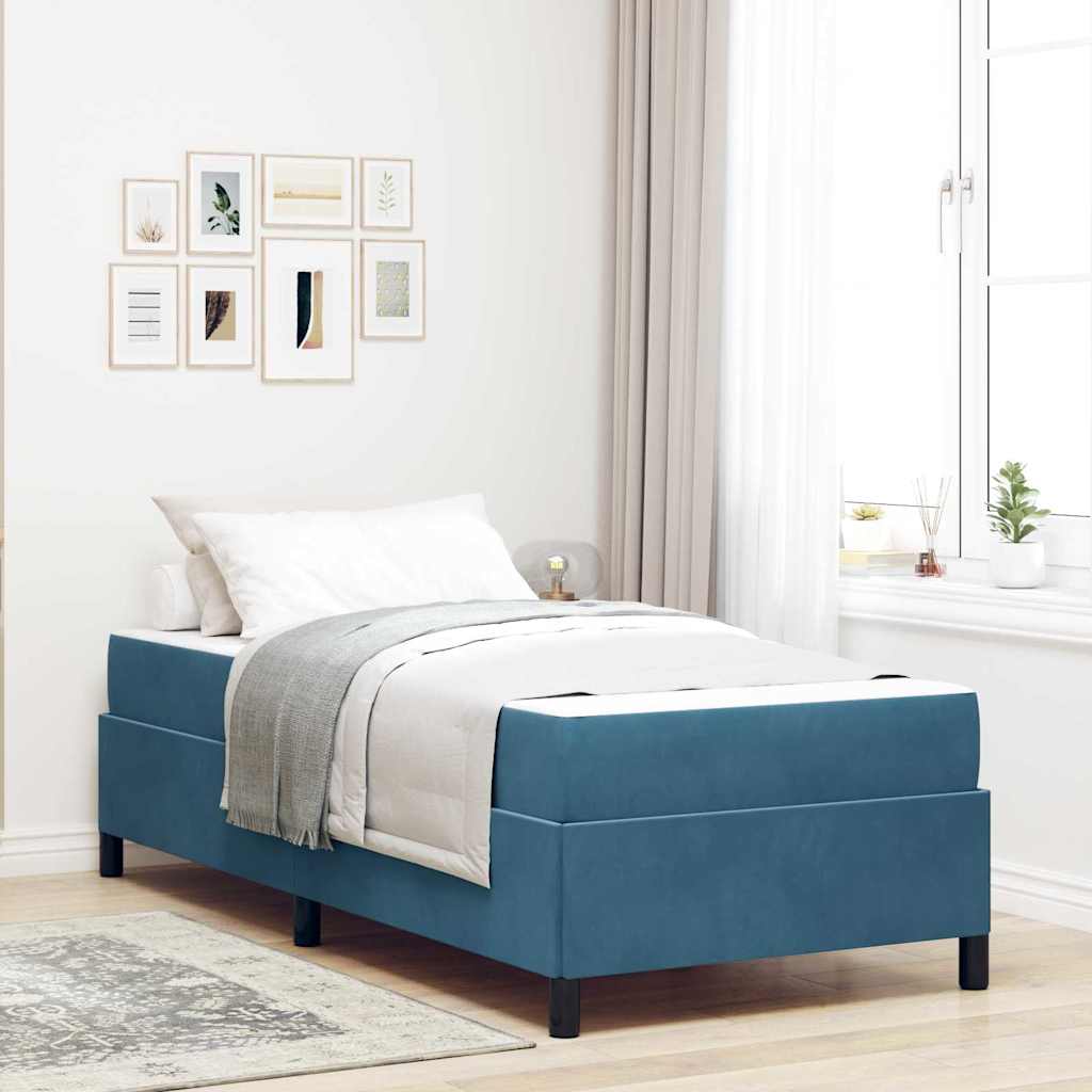 vidaXL Cadru de pat Albastru închis și alb 90 x 200 cm Catifea