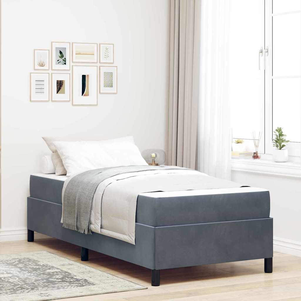 vidaXL Cadru de pat cu saltea Gri închis și Alb 100 x 200 cm Catifea