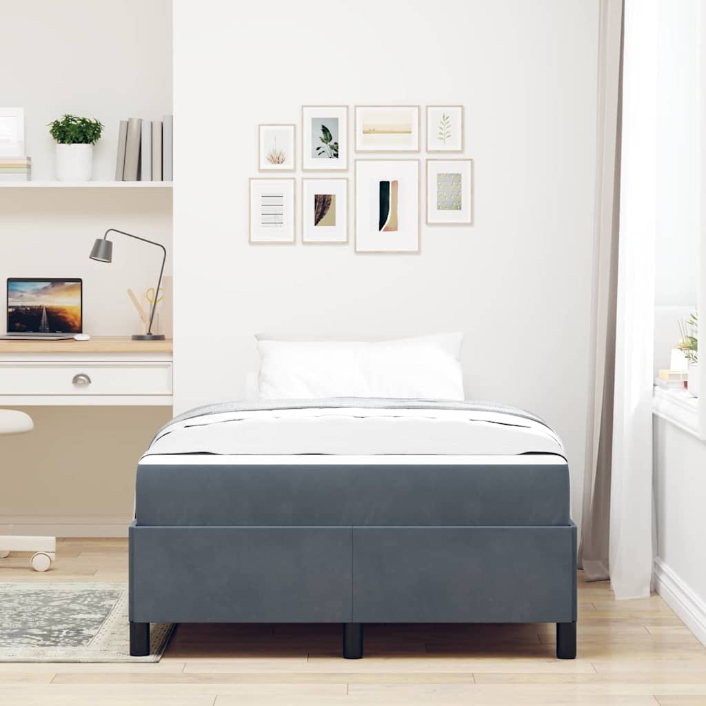 vidaXL Cadru de pat cu saltea Gri închis și Alb 120 x 190 cm Catifea