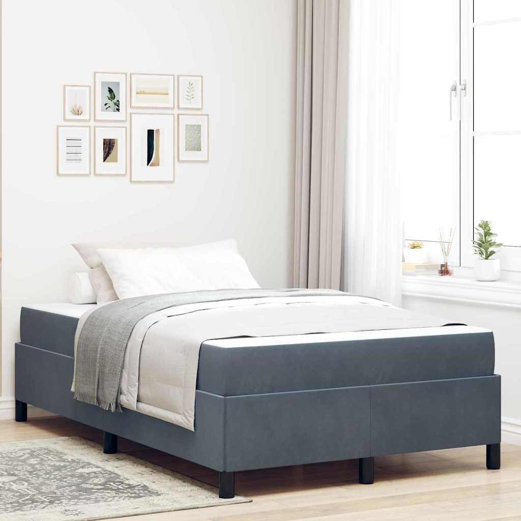 vidaXL Cadru de pat cu saltea Gri închis și Alb 120 x 190 cm Catifea