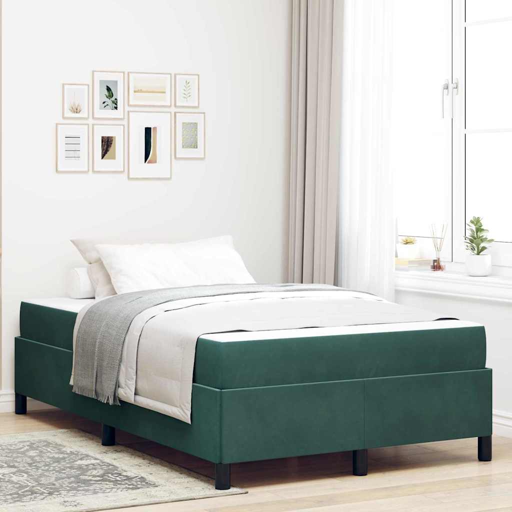 vidaXL Cadru de pat cu saltea Verde închis și alb 120 x 190 cm Catifea vidaXL Cadru de pat cu saltea Verde închis și alb 120 x 190 cm Catifea
