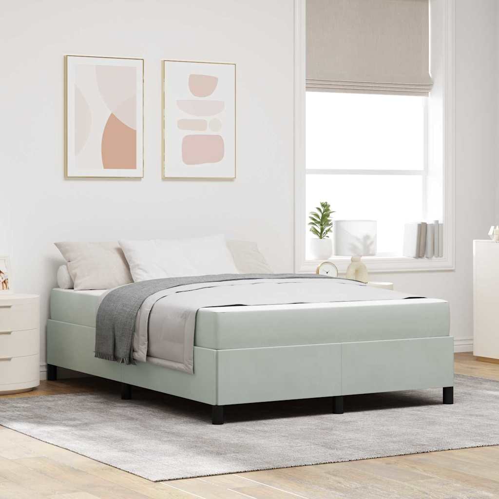 vidaXL Cadru de pat cu saltea Gri deschis și gri 140 x 190 cm Catifea