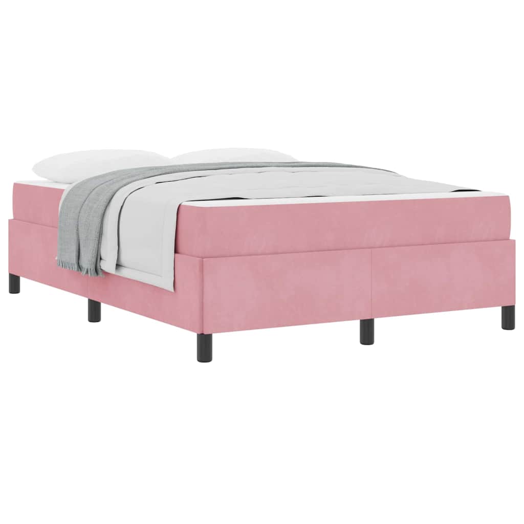 vidaXL Cadru de pat cu saltea Roz și alb 140 x 190 cm Catifea