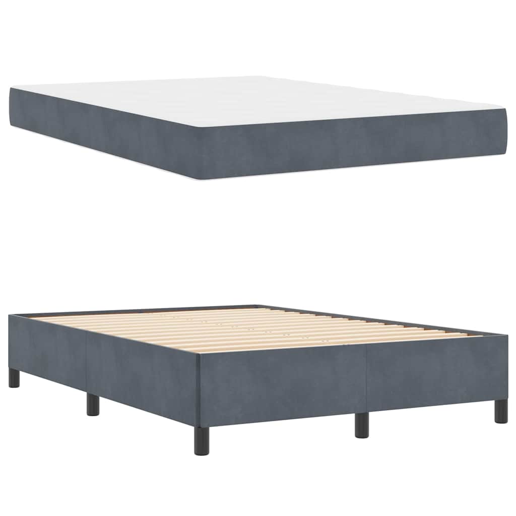 vidaXL Cadru de pat Gri închis, gri și alb 140 x 200 cm Catifea