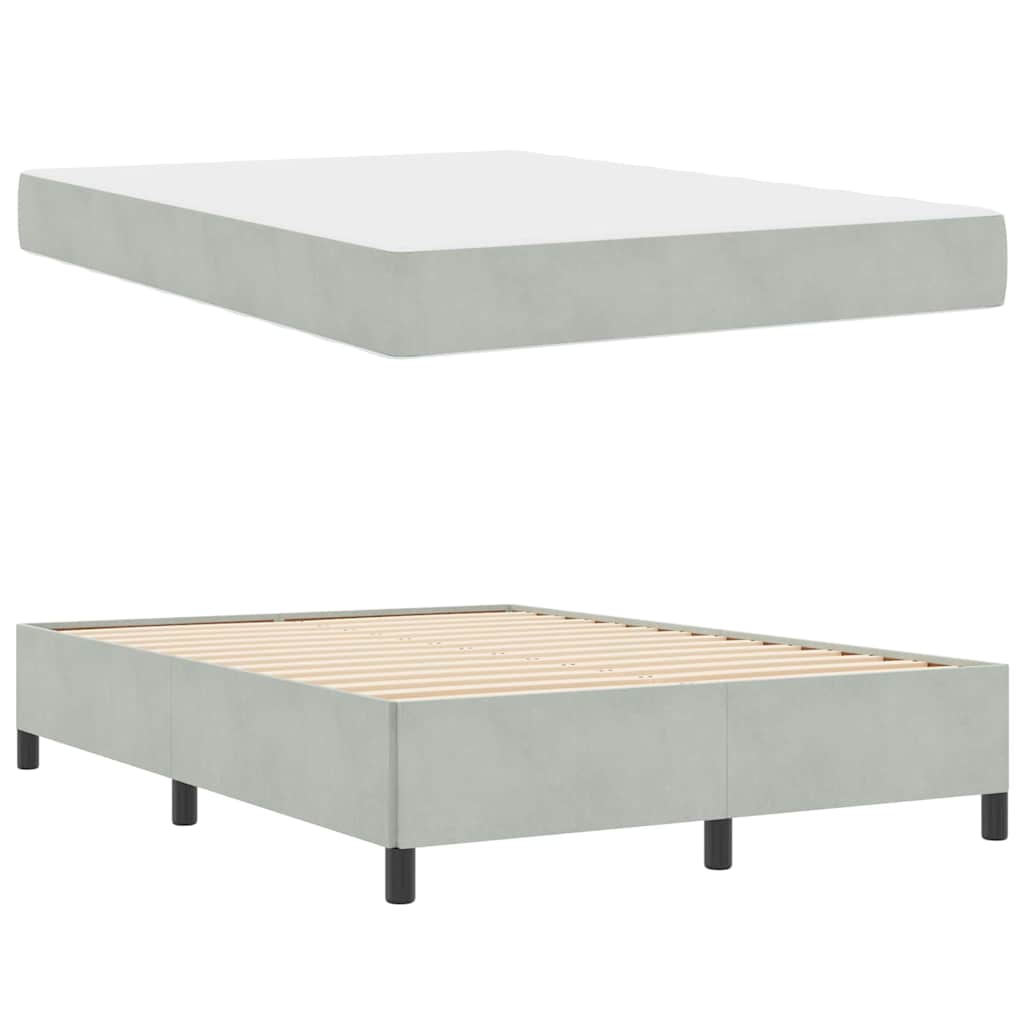 vidaXL Cadru de pat Alb, gri deschis și gri 160 x 200 cm Catifea