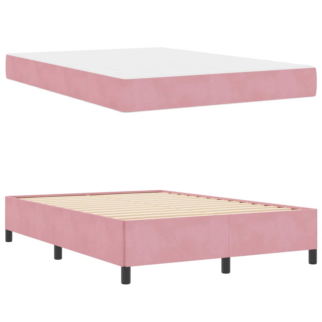vidaXL Cadru de pat cu saltea Roz și alb 160 x 200 cm Catifea