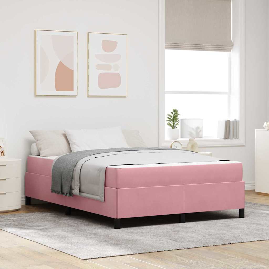 vidaXL Cadru de pat cu saltea Roz și alb 160 x 200 cm Catifea