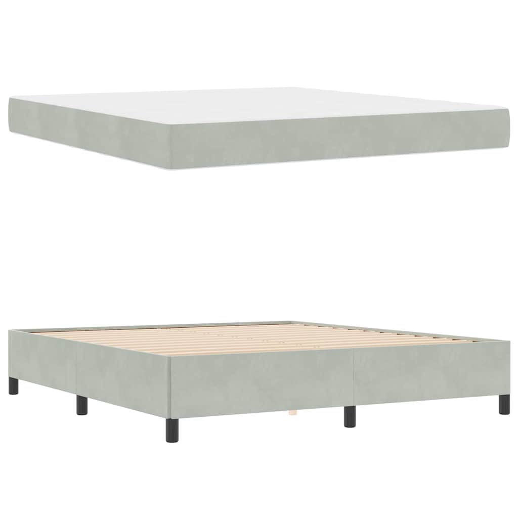 vidaXL Cadru de pat Gri deschis, gri și alb 180 x 200 cm Catifea