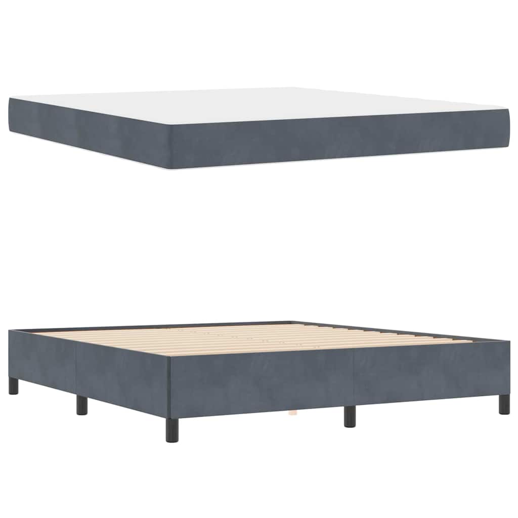 vidaXL Cadru de pat Gri închis, gri și alb 180 x 200 cm Catifea