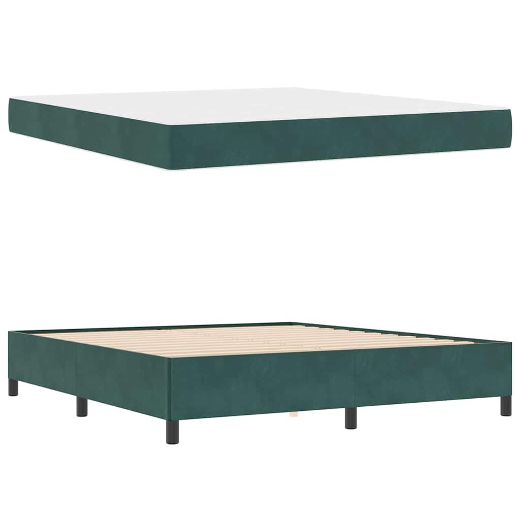 vidaXL Cadru de pat cu saltea Verde închis și alb 180 x 200 cm Catifea vidaXL Cadru de pat cu saltea Verde închis și alb 180 x 200 cm Catifea