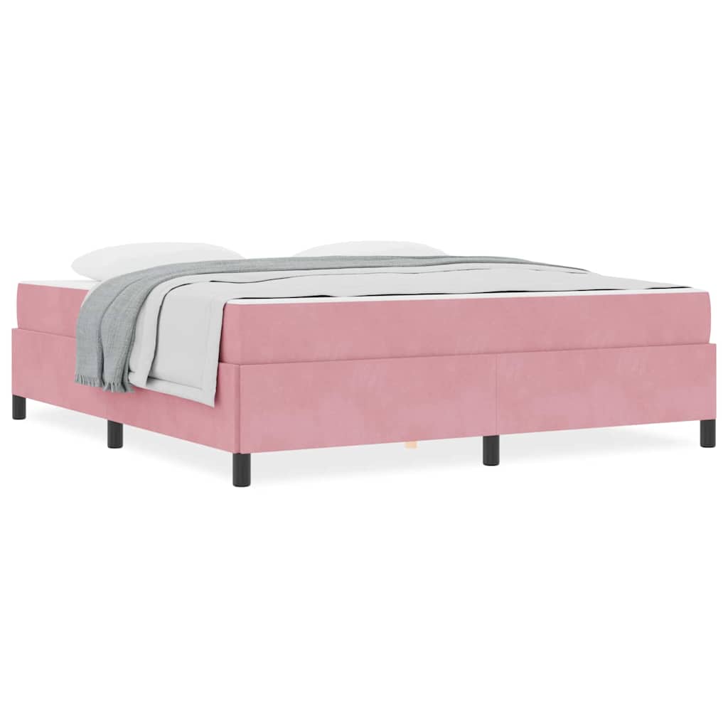vidaXL Cadru de pat cu saltea Roz și alb 180 x 200 cm Catifea