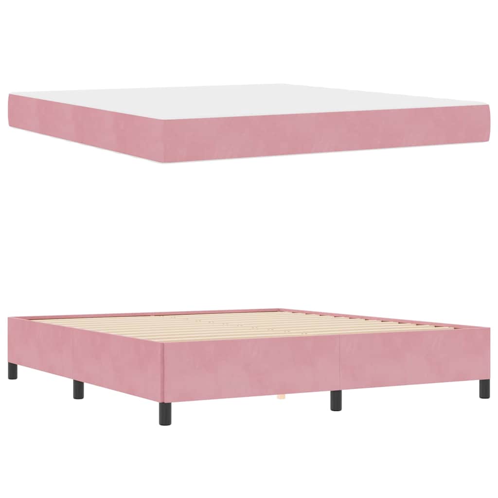 vidaXL Cadru de pat cu saltea Roz și alb 180 x 200 cm Catifea