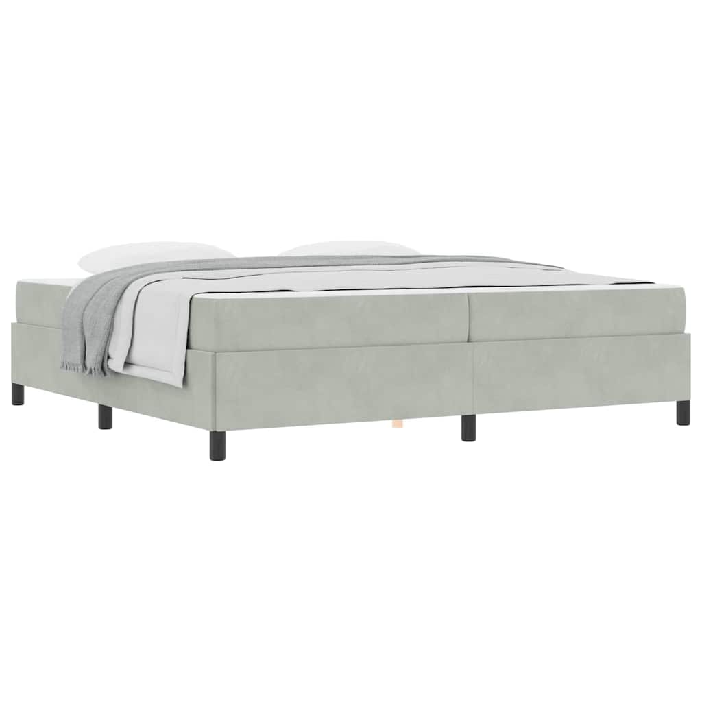 vidaXL Cadru de pat Gri deschis, gri și alb 200 x 200 cm Catifea vidaXL Cadru de pat Gri deschis, gri și alb 200 x 200 cm Catifea