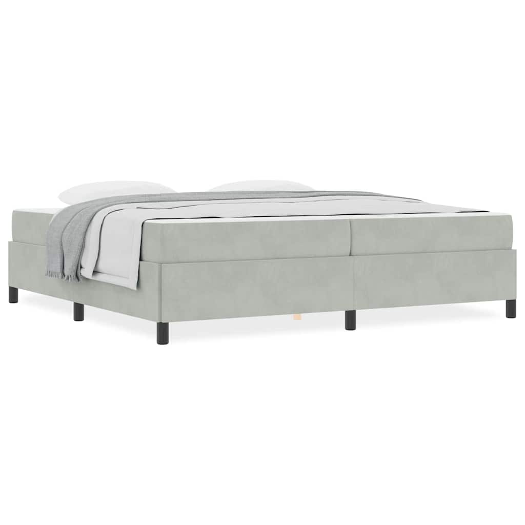 vidaXL Cadru de pat Gri deschis, gri și alb 200 x 200 cm Catifea vidaXL Cadru de pat Gri deschis, gri și alb 200 x 200 cm Catifea