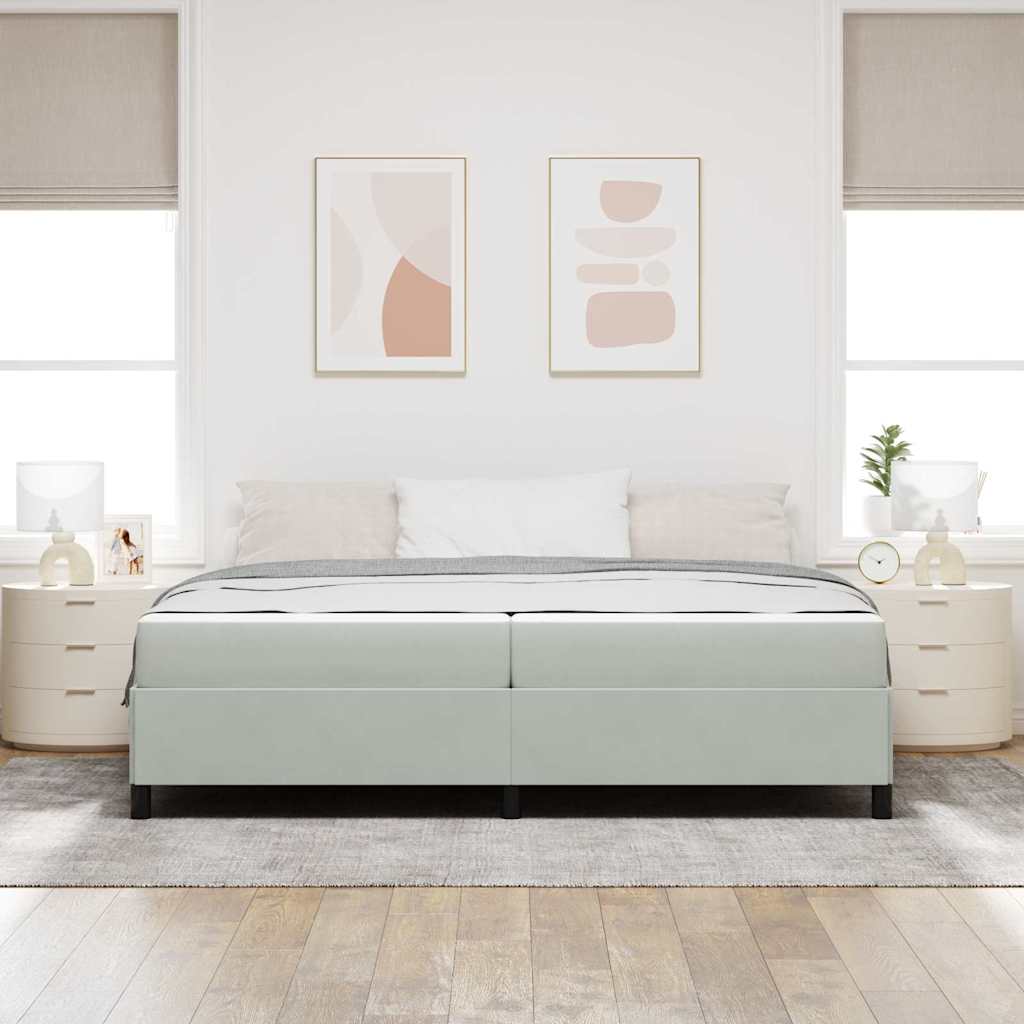 vidaXL Cadru de pat Gri deschis, gri și alb 200 x 200 cm Catifea vidaXL Cadru de pat Gri deschis, gri și alb 200 x 200 cm Catifea