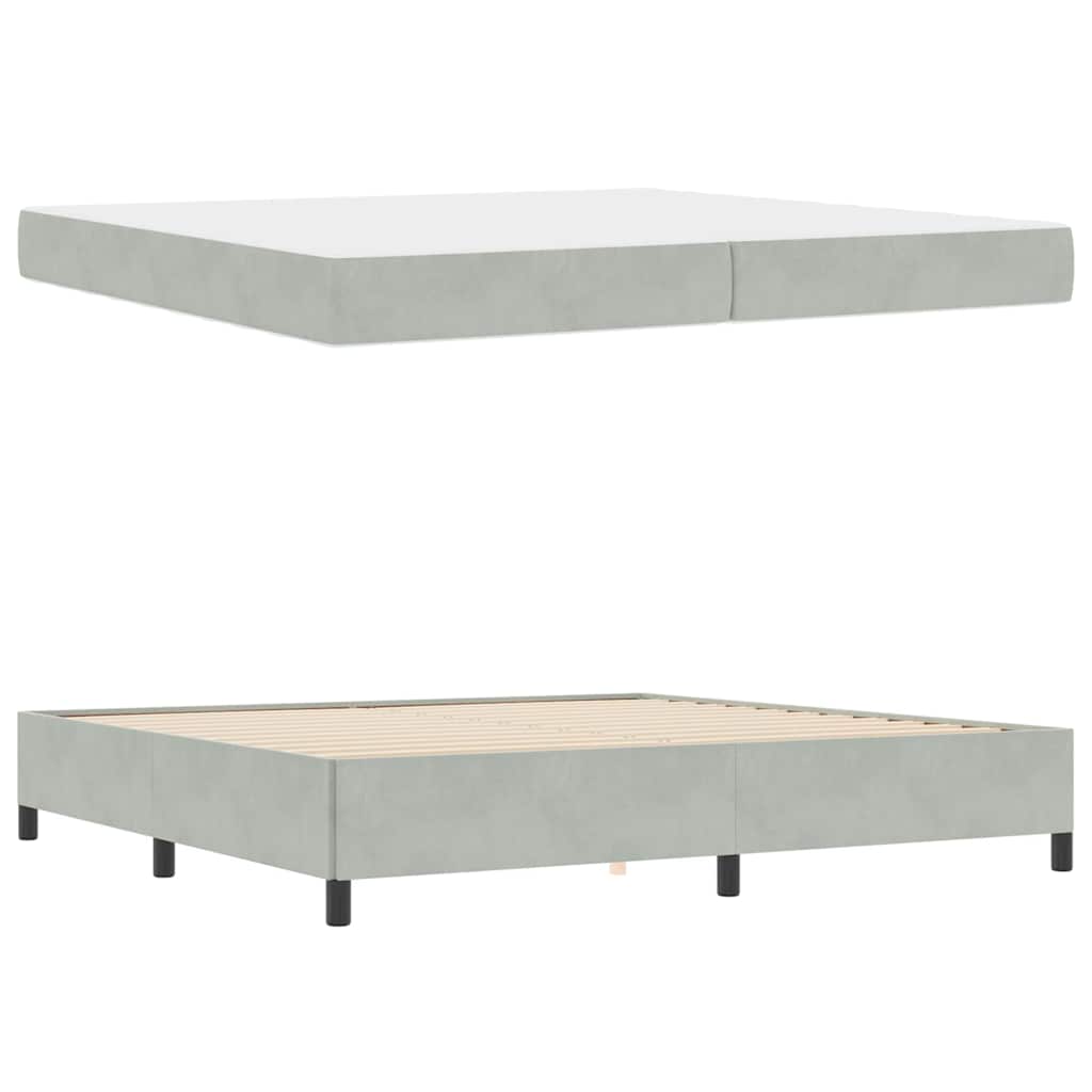vidaXL Cadru de pat Gri deschis, gri și alb 200 x 200 cm Catifea vidaXL Cadru de pat Gri deschis, gri și alb 200 x 200 cm Catifea