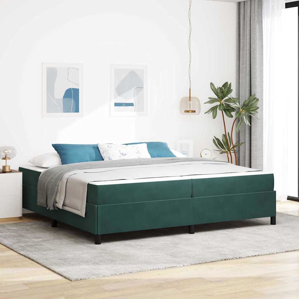 vidaXL Cadru de pat Verde închis, verde și alb 200 x 200 cm Catifea