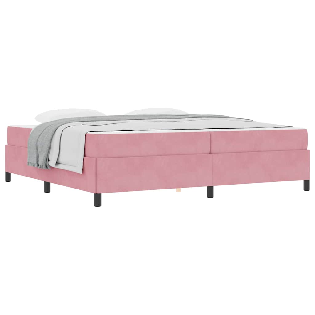 vidaXL Cadru de pat cu saltea Roz și alb 200 x 200 cm Catifea