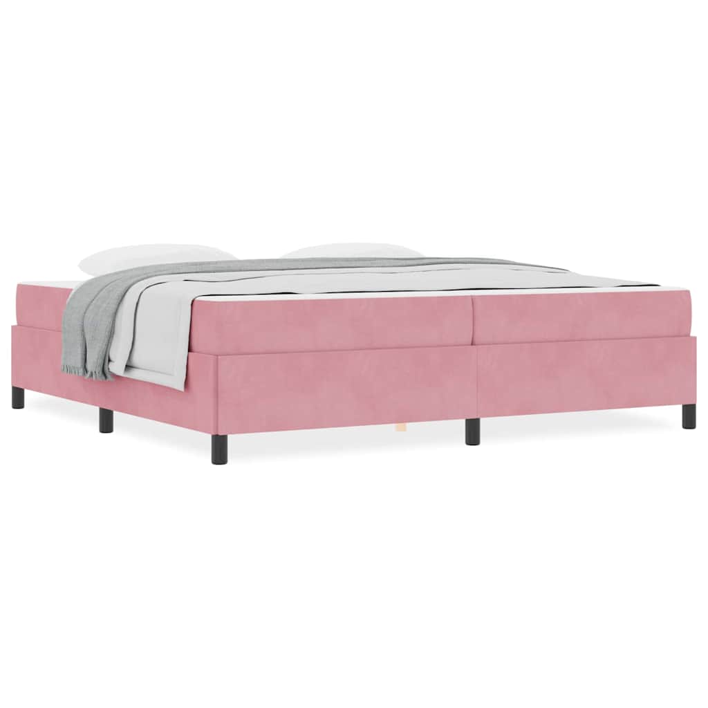 vidaXL Cadru de pat cu saltea Roz și alb 200 x 200 cm Catifea