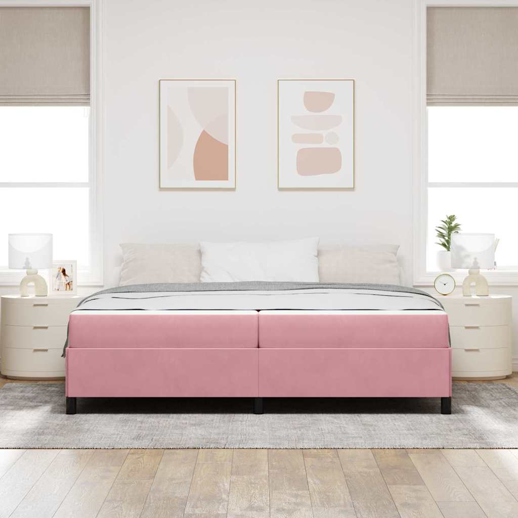 vidaXL Cadru de pat cu saltea Roz și alb 200 x 200 cm Catifea