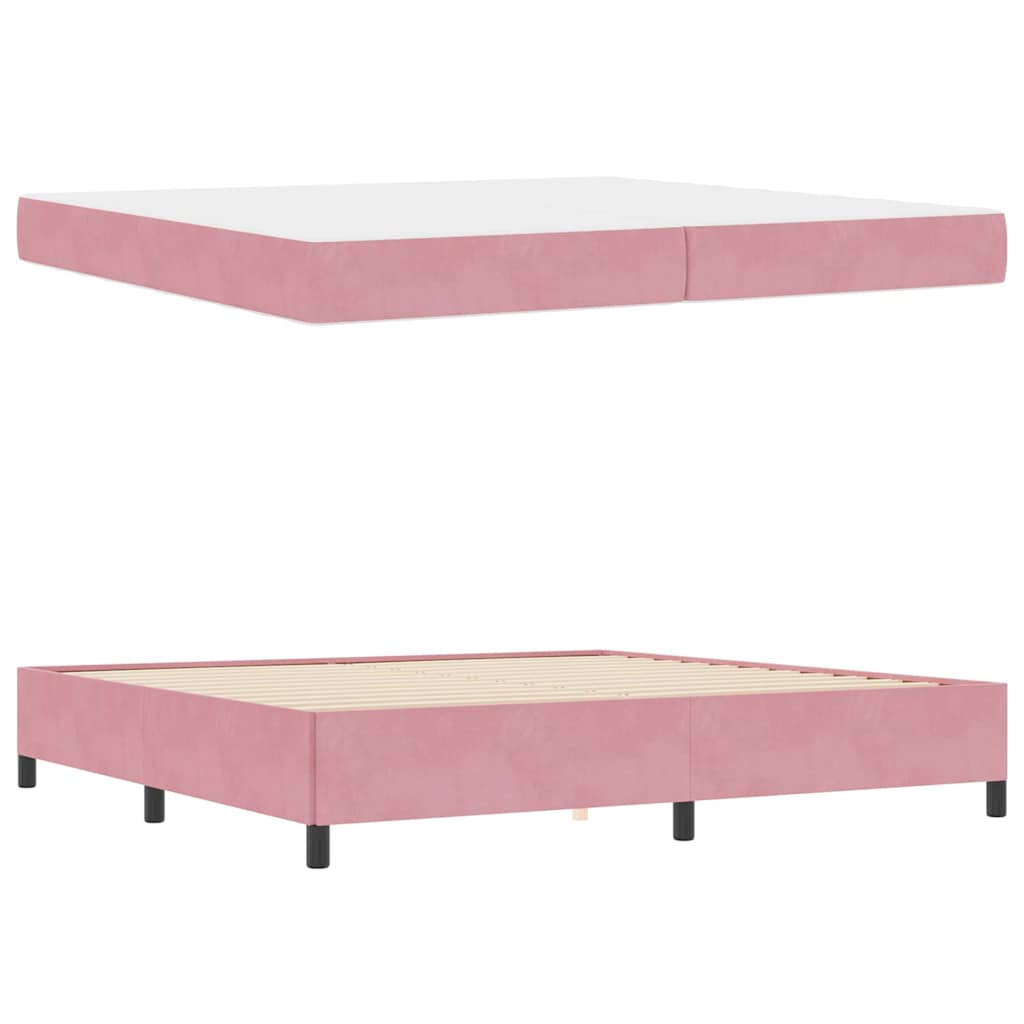 vidaXL Cadru de pat cu saltea Roz și alb 200 x 200 cm Catifea