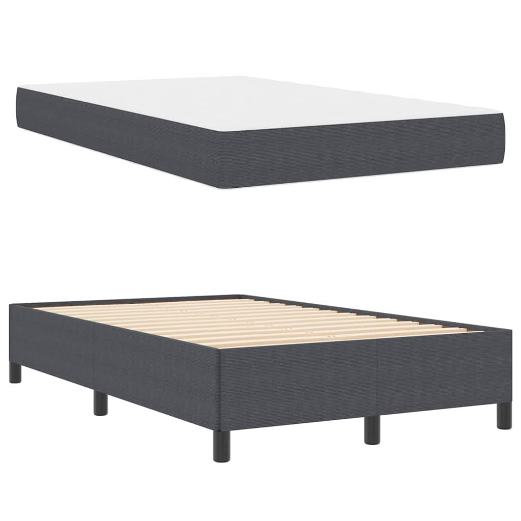 vidaXL Cadru de pat cu saltea Gri închis 120 x 190 cm țesătură