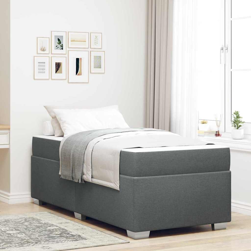 vidaXL Cadru de pat Gri închis 90 x 200 cm țesătură vidaXL Cadru de pat Gri închis 90 x 200 cm țesătură