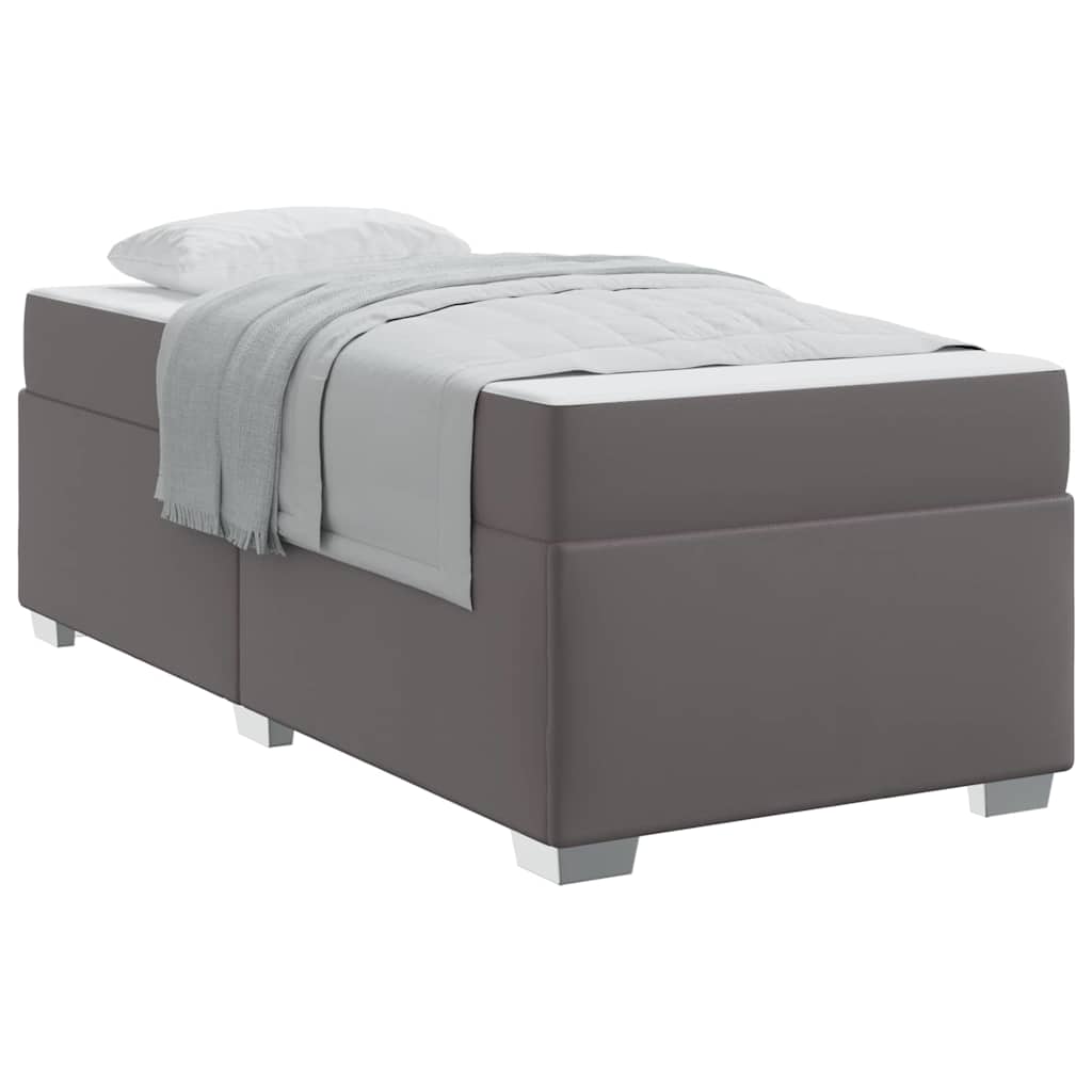 vidaXL Cadru de pat Gri 90 x 190 cm Piele artificială vidaXL Cadru de pat Gri 90 x 190 cm Piele artificială