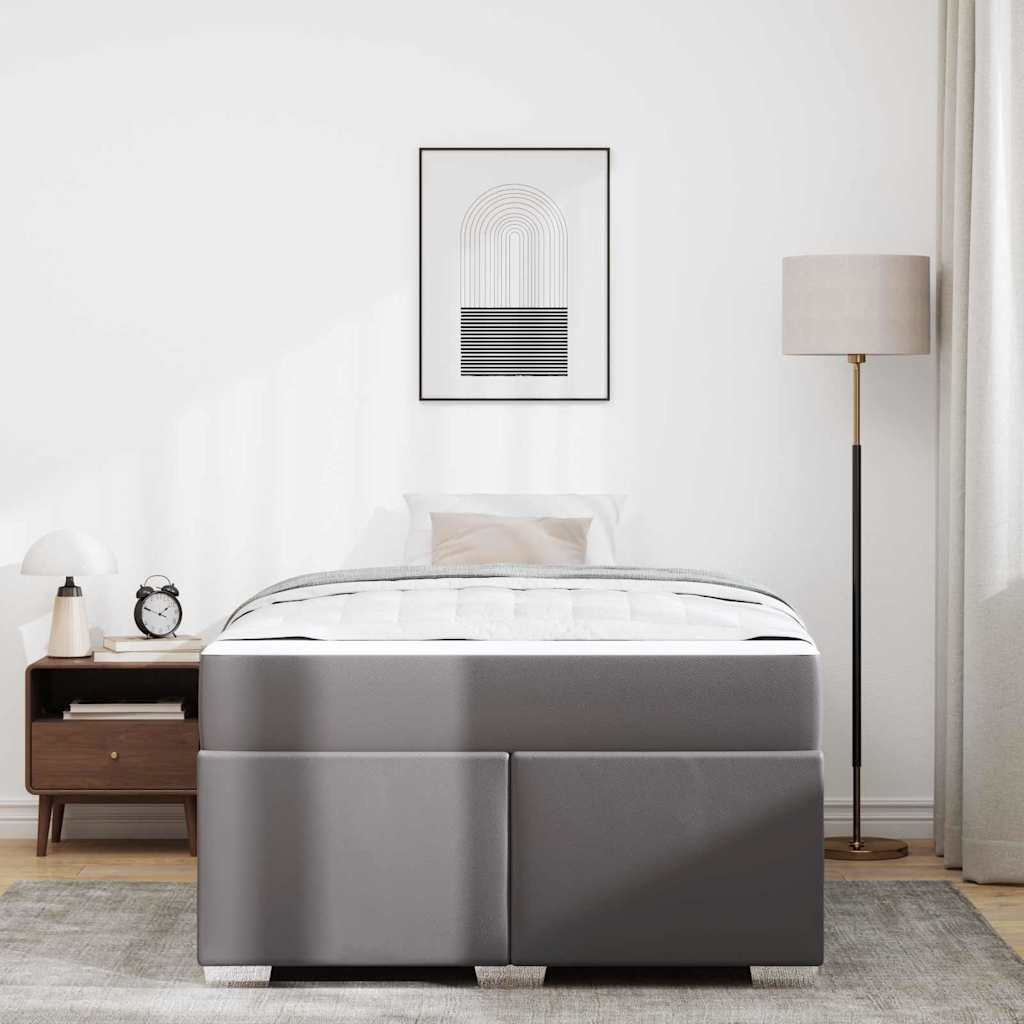 vidaXL Cadru de pat Gri 120 x 200 cm Piele artificială vidaXL Cadru de pat Gri 120 x 200 cm Piele artificială