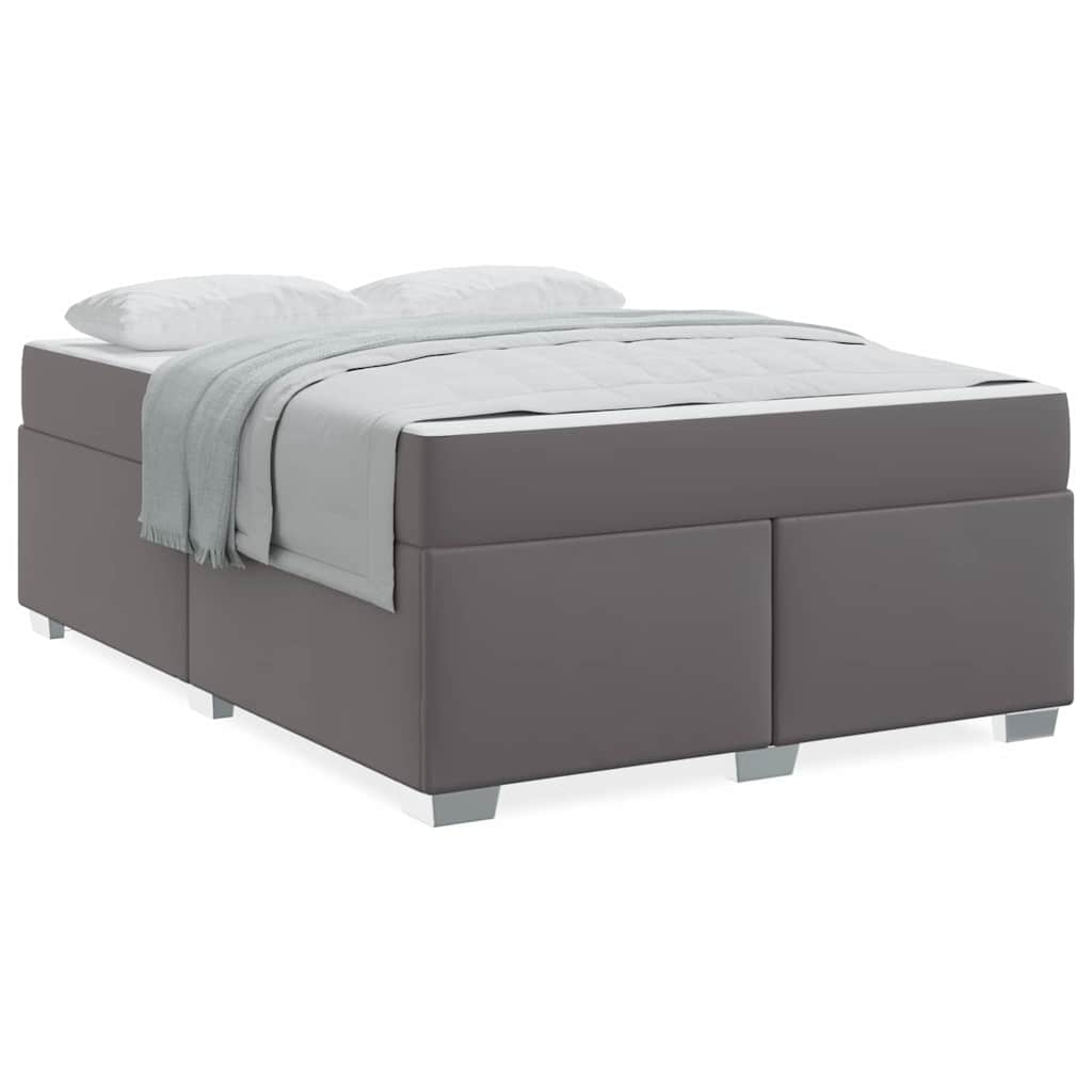 vidaXL Cadru de pat Gri 140 x 200 cm Piele artificială vidaXL Cadru de pat Gri 140 x 200 cm Piele artificială