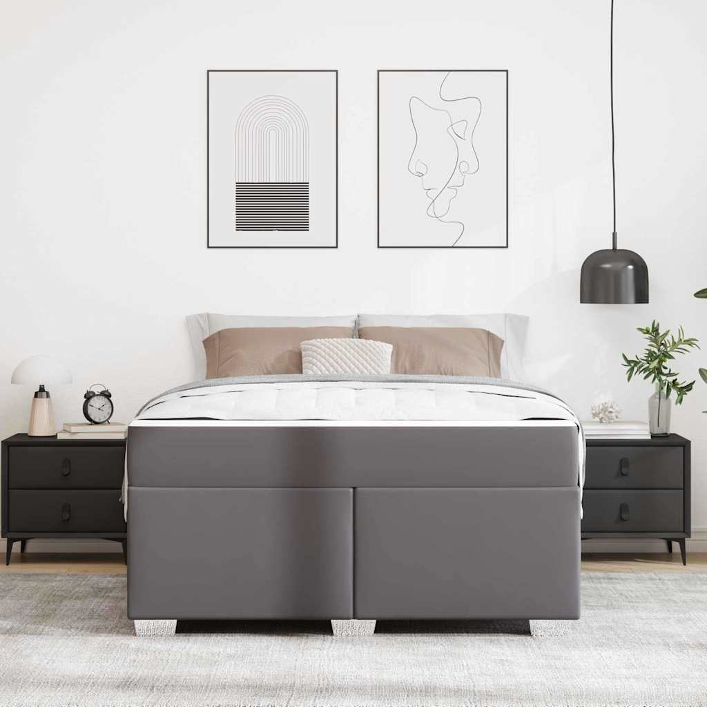 vidaXL Cadru de pat Gri 140 x 200 cm Piele artificială vidaXL Cadru de pat Gri 140 x 200 cm Piele artificială