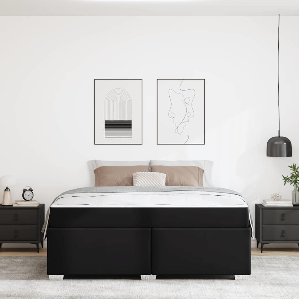 vidaXL Cadru de pat cu saltea Negru 180 x 200 cm țesătură